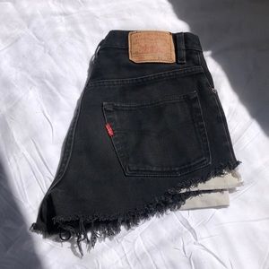 Levi 501 black jean shorts